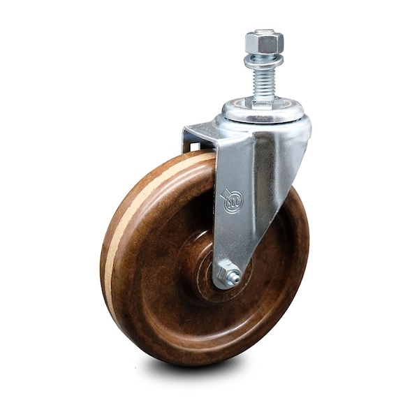 6 Inch High Temp Phenolic Wheel Swivel 12mm Threaded Stem Caster SCC